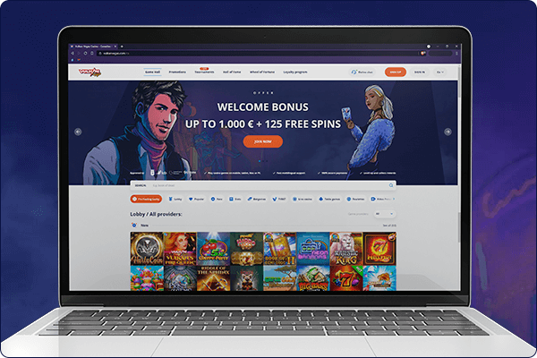 bild der Online Casino Seite aus dem Browser via macbook